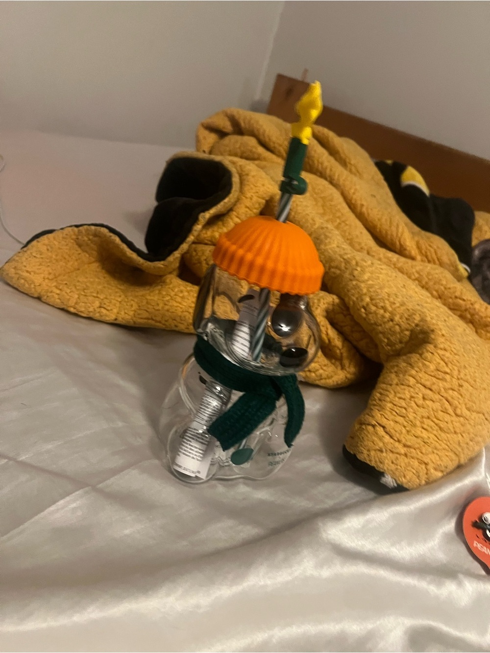 Orange Snowman Party Bottle with Green Scarf